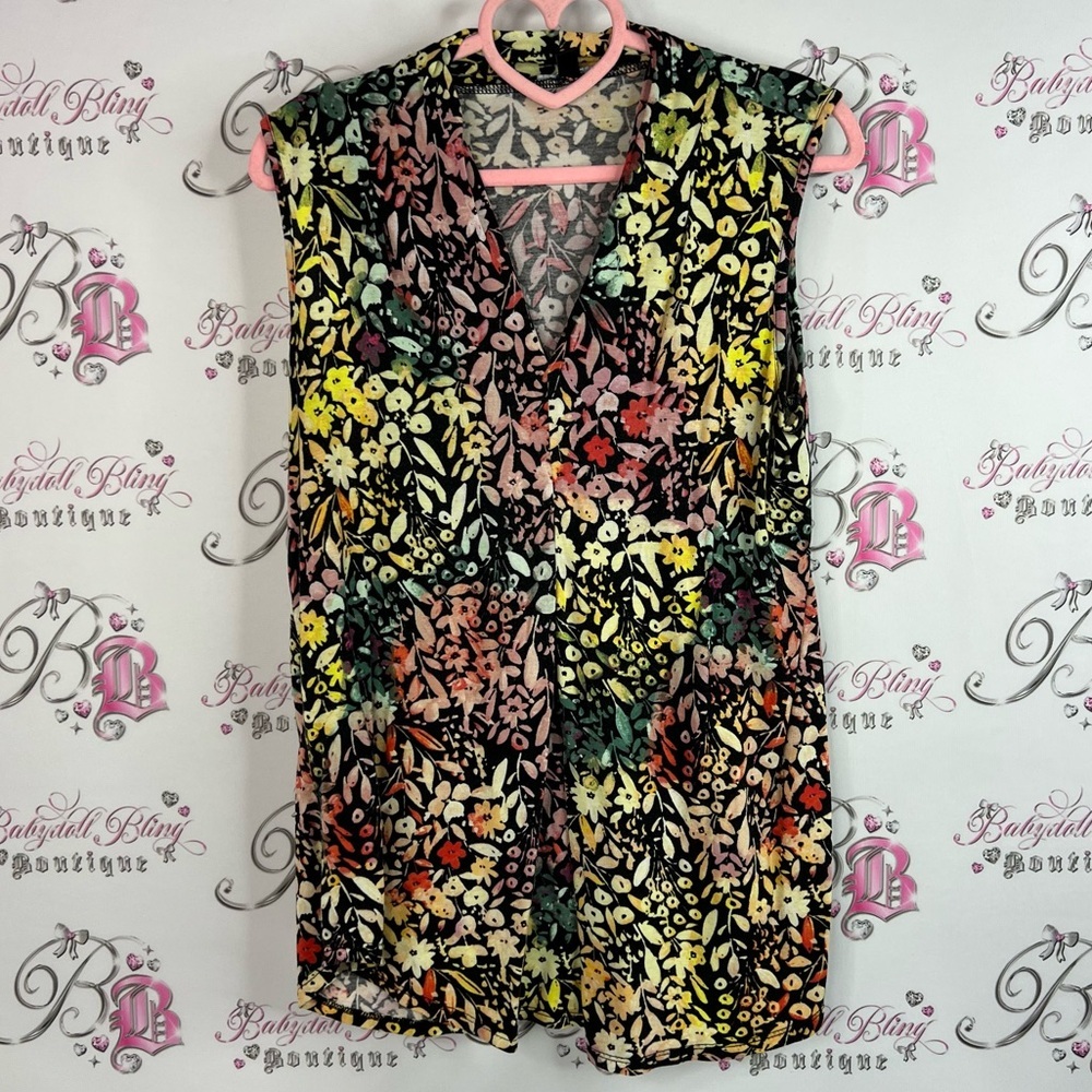 Cable & gauge tank top vibrant Floral V-Neck Blouse Multicolor flowers